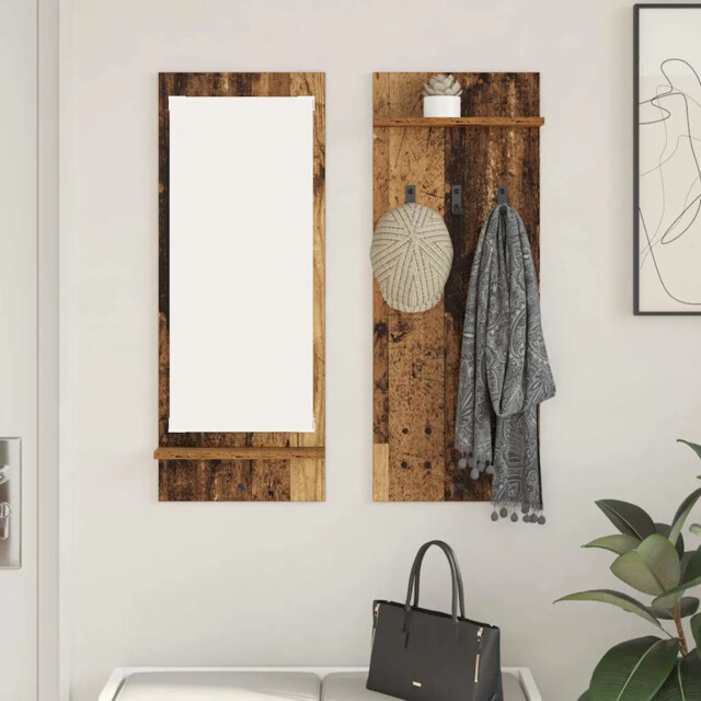 Wall-mounted Coat Rack Old Wood 70 X 10 X 90 Cm Engineered Wood Vidaxl