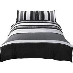Rapport Striped Quilt Duvet Cover And 2 Pillowcase Bed Set, Double,