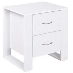 Homcom 2 Drawer Boxy Bedside Table W/ Handles Elevated Base White