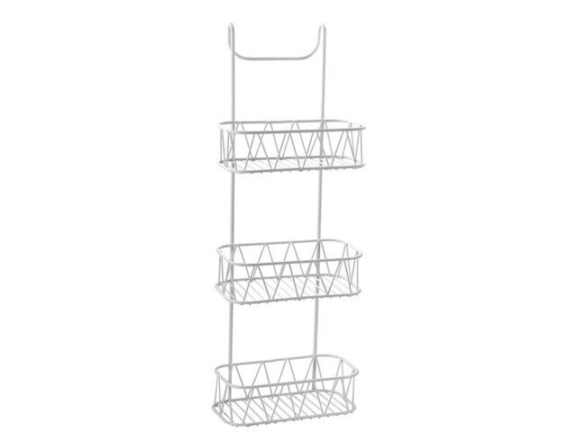 3 Tier White Over Shower Screen Caddy Hanging Bathroom Storage