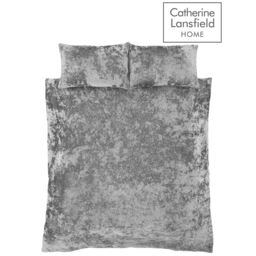Catherine Lansfield Crushed Velvet Faux Plain Duvet Cover Set /