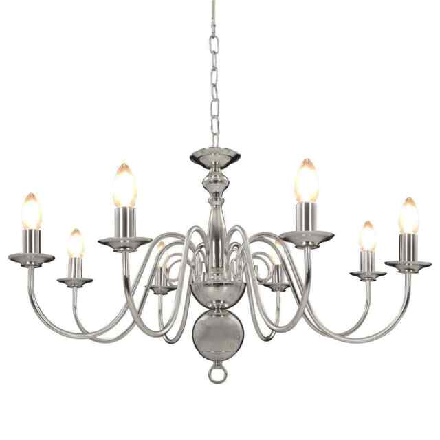 Chandelier Silver 8 X E14 Bulbs Vidaxl
