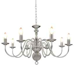 Chandelier Silver 8 X E14 Bulbs Vidaxl