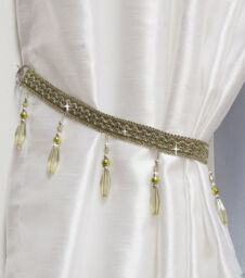 Lime Crystal Beaded Metallic Modern Lightweight Tie Back Single