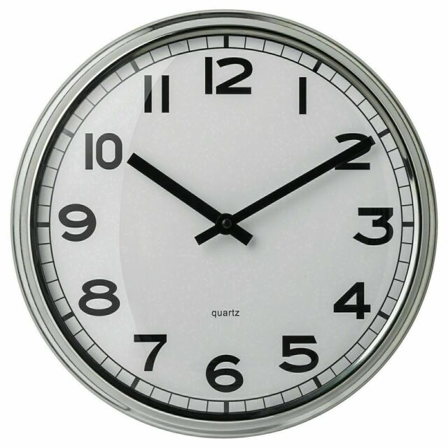 Ikea Pugg Stainless Steel Wall Clock Silent Movement Analogue