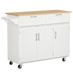 Homcom Kitchen Island Utility Cart, With 2 Storage Drawers Dining Room