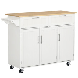 Homcom Kitchen Island Utility Cart, With 2 Storage Drawers Dining Room