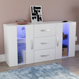 Led Sideboard 2 Door 3 Drawer Buffet Storage Cabinet Cupboard Tv Unit