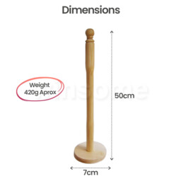 Toilet Paper Roll Holder 50cm Long Beech Wood Spike Free Standing