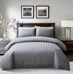 Sleepdown Duvet Set 225 Sateen Stripe Double Duvet , Grey