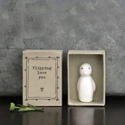 East Of India Ceramic Penguin In Matchbox White