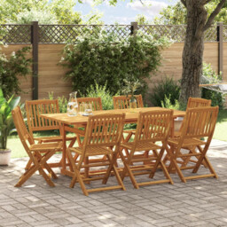 Garden Dining Set 9 Pcs Solid Acacia Wood Brown 180x90cm Foldable 8