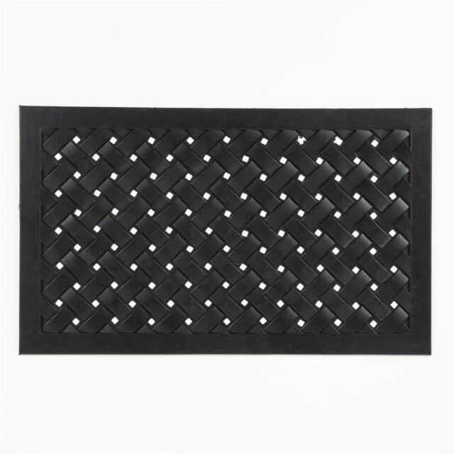 Doormat Black 45x75cm Rubber Lattice Outdoor Heavy-duty Non-slip