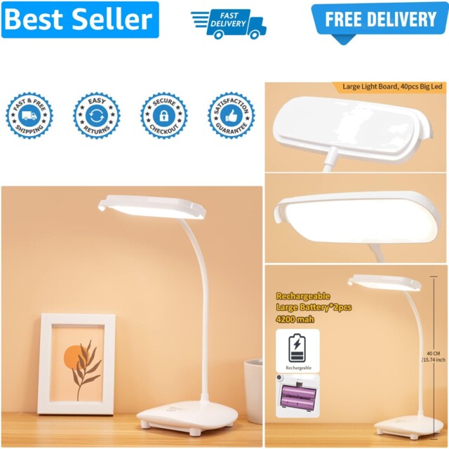 Cordless Gooseneck Desk Lamp Reading Light 40 Led, Rechargeable Small