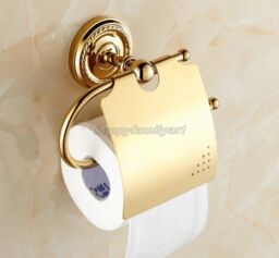 Gold Color Brass Roll Toilet Paper Holder Bathroom Tissue Holder W/