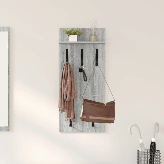 Wall-mounted Coat Rack With Shelf Grey Sonoma 90 X 40 X 10 Cm Vidaxl