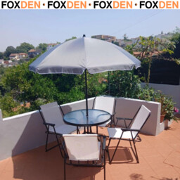 6 Piece Garden Dining Set With 4 Seats, Folding Chairs And Round Glass