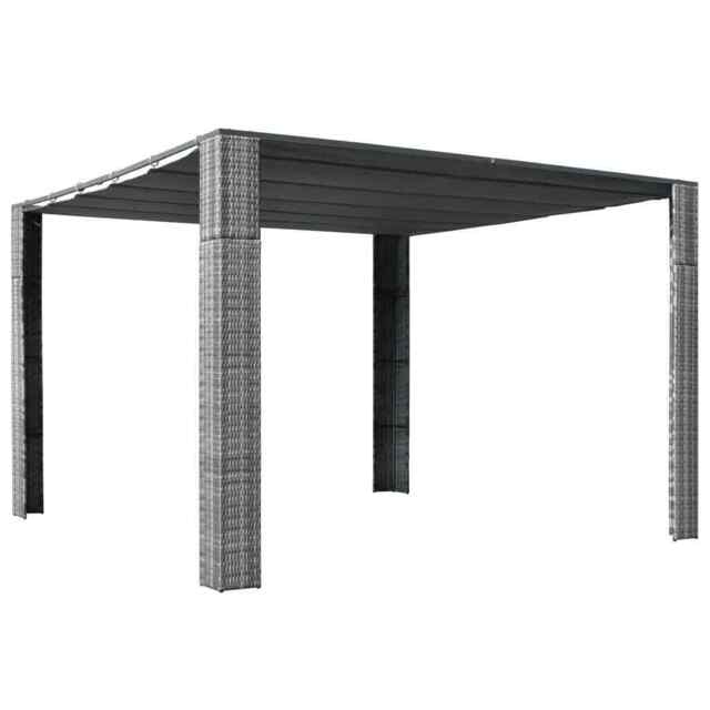 Gazebo With Roof Poly Rattan 300x300x200 Cm Grey And Anthracite Vidaxl