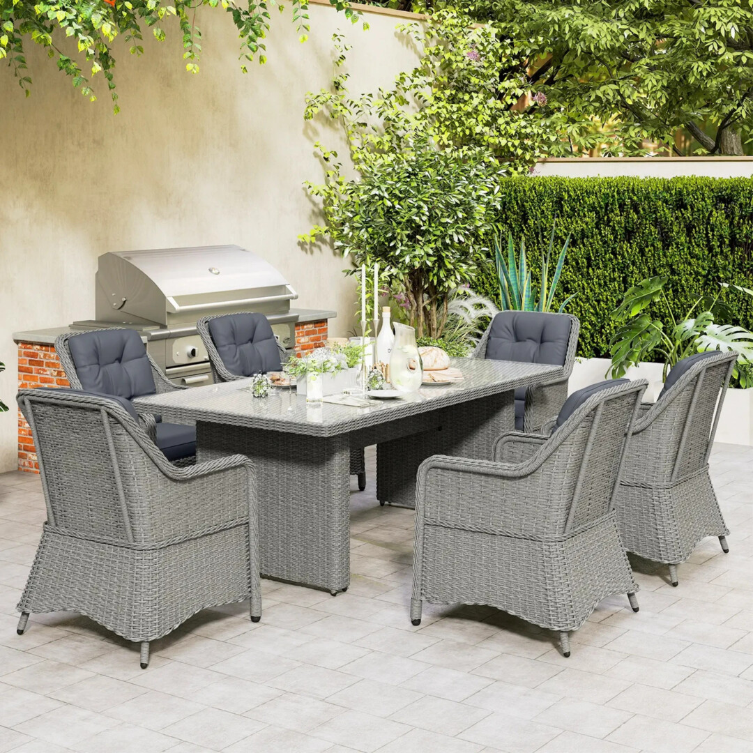 Dining Set Outdoor Furniture Wicker 7piece Garden Rattan Dining