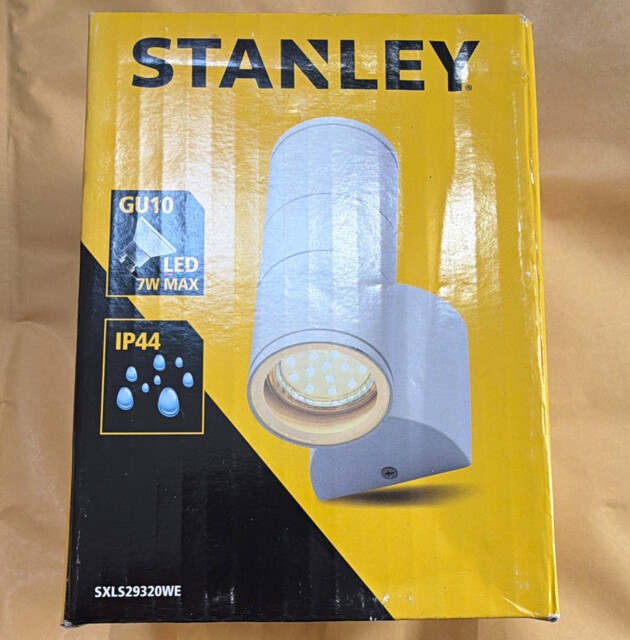 Stanley Outdoor Wall Light White Gu10 Led Ip44 7w 240v Sxls29320we