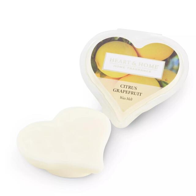 Heart & Home Soy Blend Heart Wax Tart Melt 1 X 26g Citrus Grapefruit