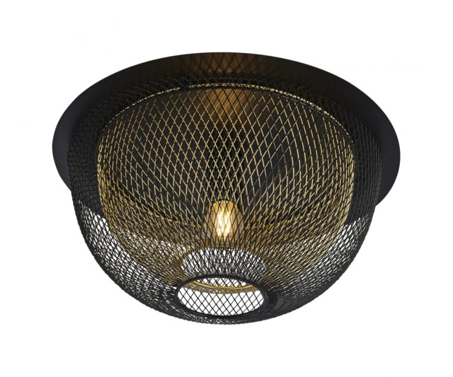 Ceiling Light Black Honeycombe Flush Matt Gold Searchlight 6840bgo