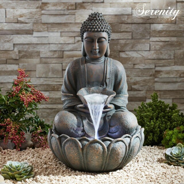 Serenity Buddha Garden Water Feature Fountain Led Self Contained 55cm