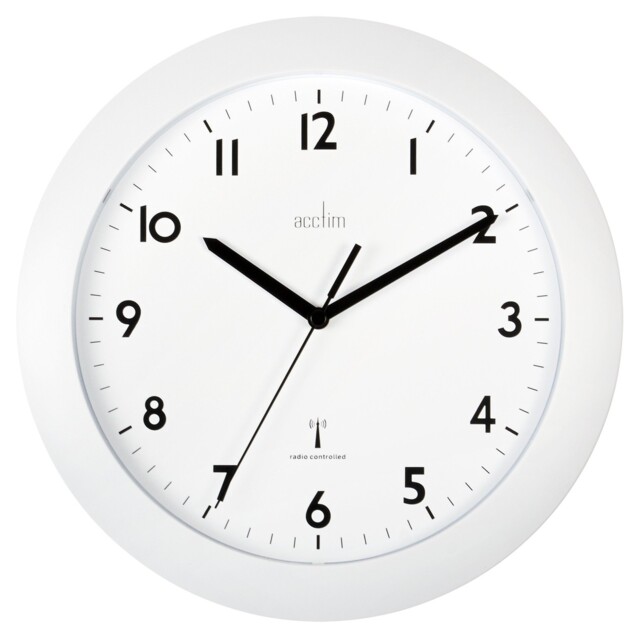 Acctim Cadiz Rc Wall Clock 25.5cm White 74132, 25 Cm L X 25 Cm W
