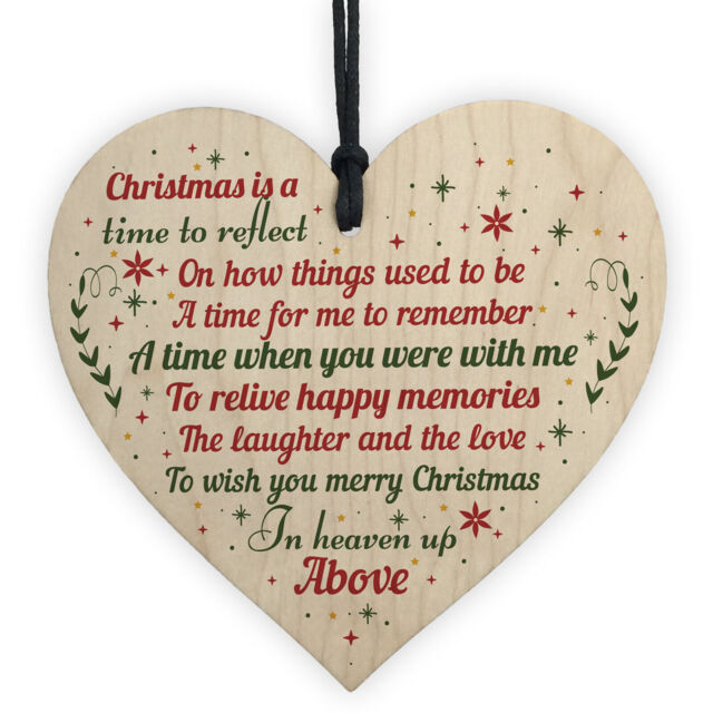 Memorial Christmas Decoration Mum Dad Nan Grandad Hanging Wooden Heart