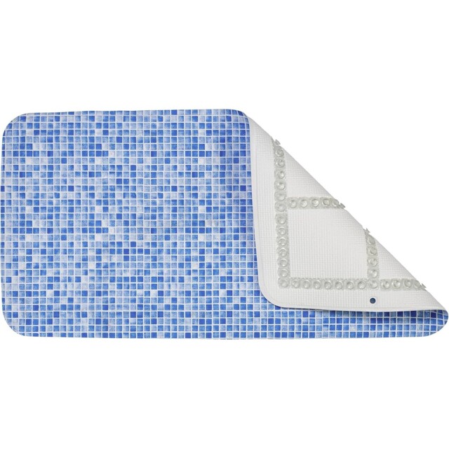 Croydex Mosaic Bath Mat Blue 70 X 35cm Non Slip With Secure Suction