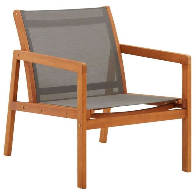 Garden Lounge Chair Grey Solid Eucalyptus Wood And Textilene Vidaxl