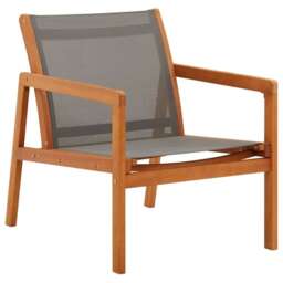 Garden Lounge Chair Grey Solid Eucalyptus Wood And Textilene Vidaxl
