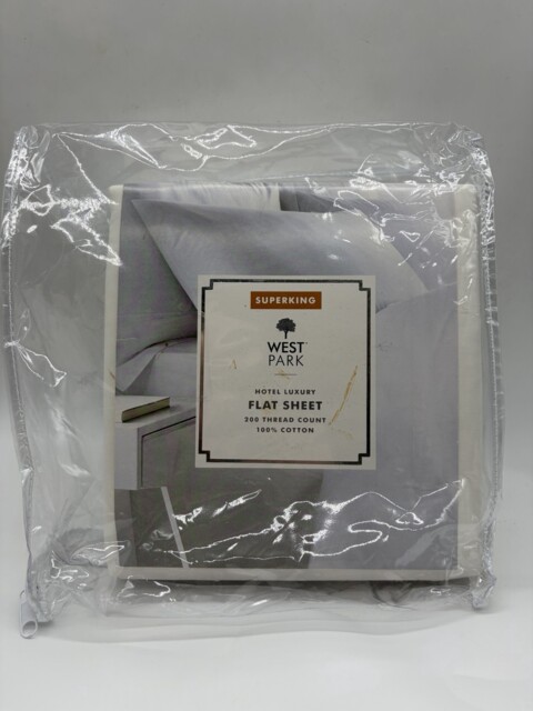 Cotton 200 Thread Count Flat Sheet Super King Size White 275cm X 310