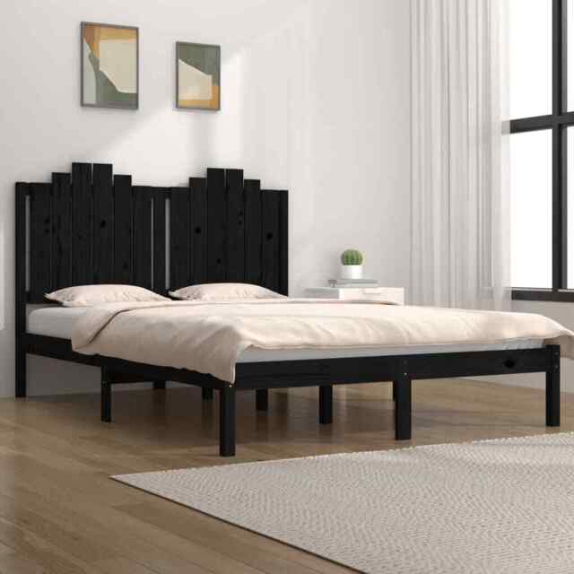 Bed Frame Black Solid Wood Pine 200x200 Cm Vidaxl