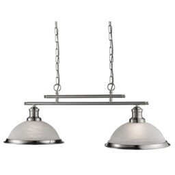 2 Light Bulbs Satin Silver Finish Ceiling Pendant Bar Light Acid Glass