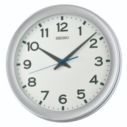 Seiko Round Silver Tone Quartz Battery Wall Clock, Silent Sweep 37cm
