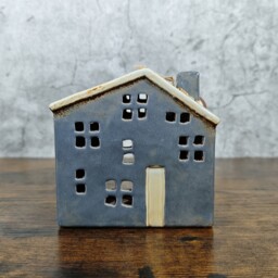 Village Pottery Large Grey Town House Ceramic Tealight Holder Candle