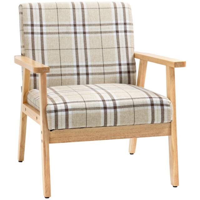 Homcom Modern Accent Chairs Upholstered Linen-feel Living Room Chair