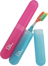 Toothbrush Travel Case 2 Pack Pink & Blue Hard Plastic Cover Holder