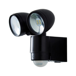 Outdoor Light Black Sirocco Double Led Spot Ip44 6000k Pir Motion