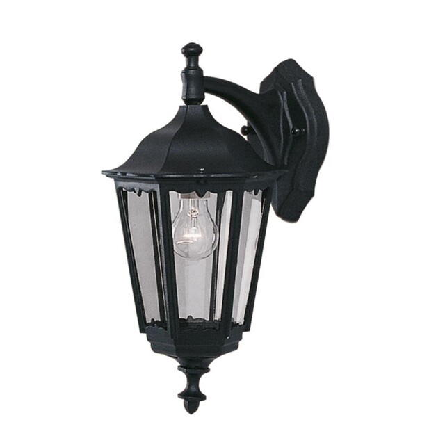Black Outdoor Traditional Coach Down Lantern Wall Light Ip44