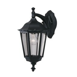 Black Outdoor Traditional Coach Down Lantern Wall Light Ip44