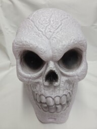 Light Up Halloween White Skull Large Head 30cm Red Led Hanging Horror