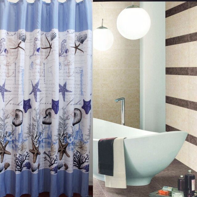 Shower Curtain 100% Polyester Fabric Modern Designer Washable + 12