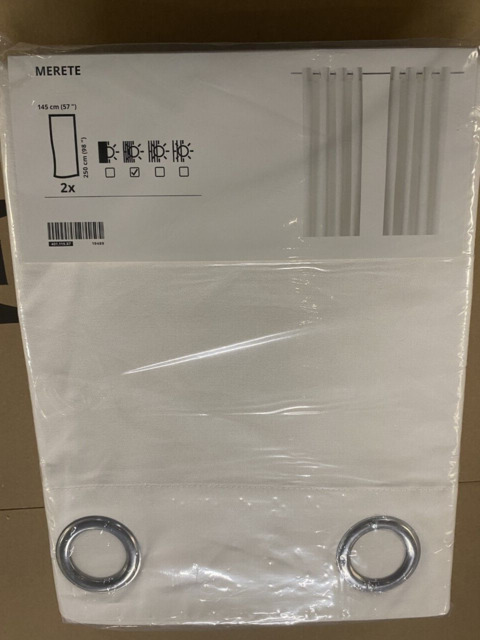 Ikea Merete Room Darkening Curtains, 1 Pair, White, 145x250