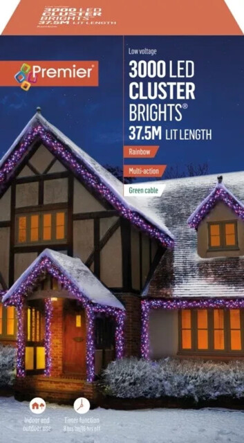 Premier 3000 Led Cluster Outdoor Christmas Tree Lights With Timer