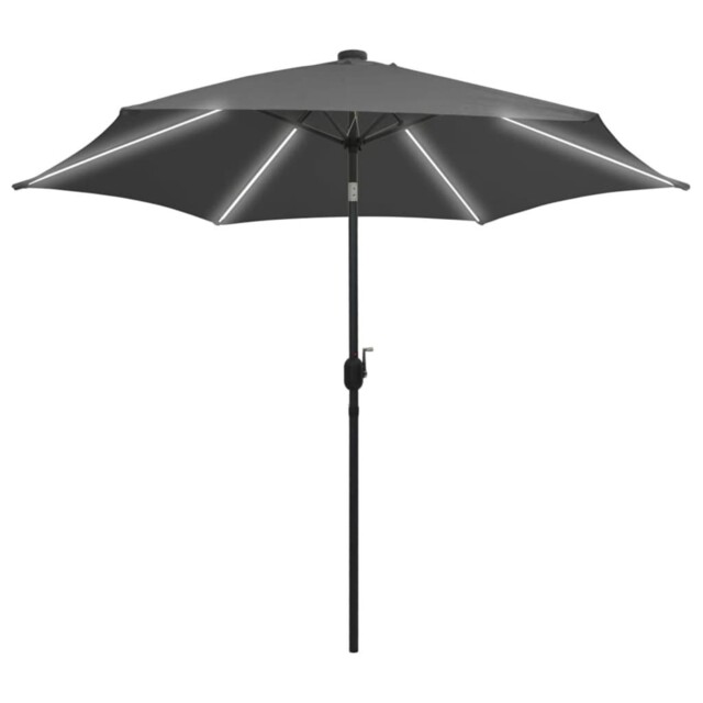 Parasol With Led Lights And Aluminium Pole Umbrella Garden Sunshade