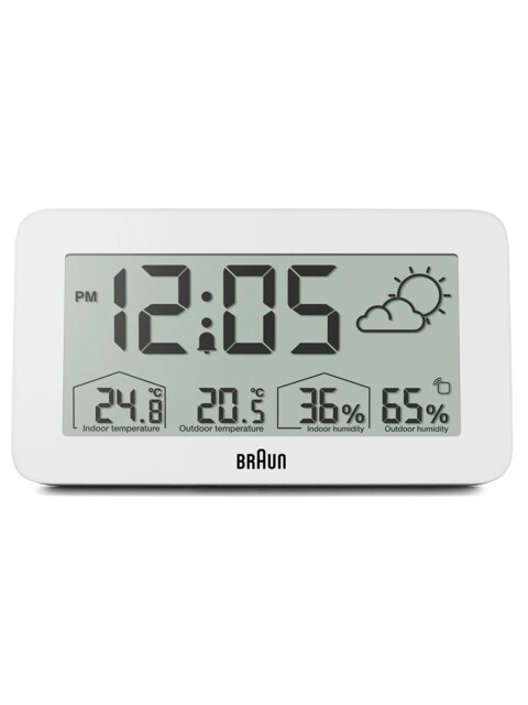Braun Bc13wp Digital Alarm Clock W. Weather Station