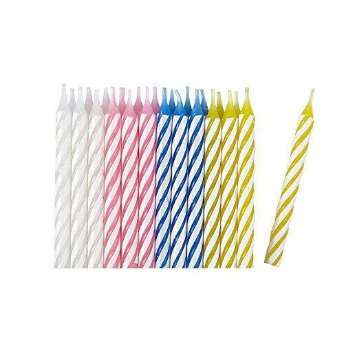 Spiral Multi Color Striped Candles 24 Piece 9900757 Anagram Amscan