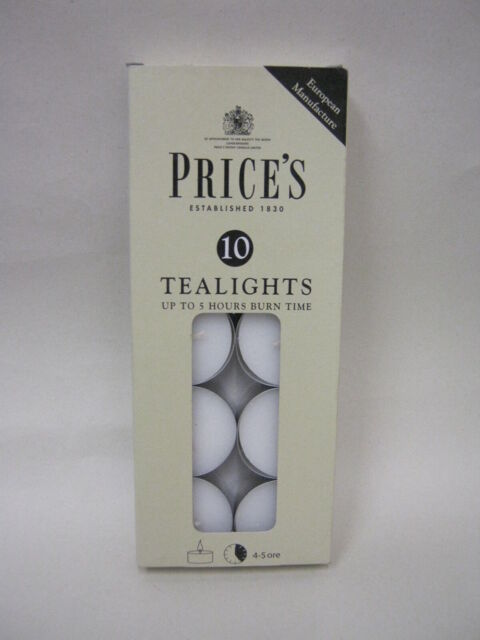 2 X Prices Wax Tealights 4 Hour Burn Time Pk10 Tea Lights